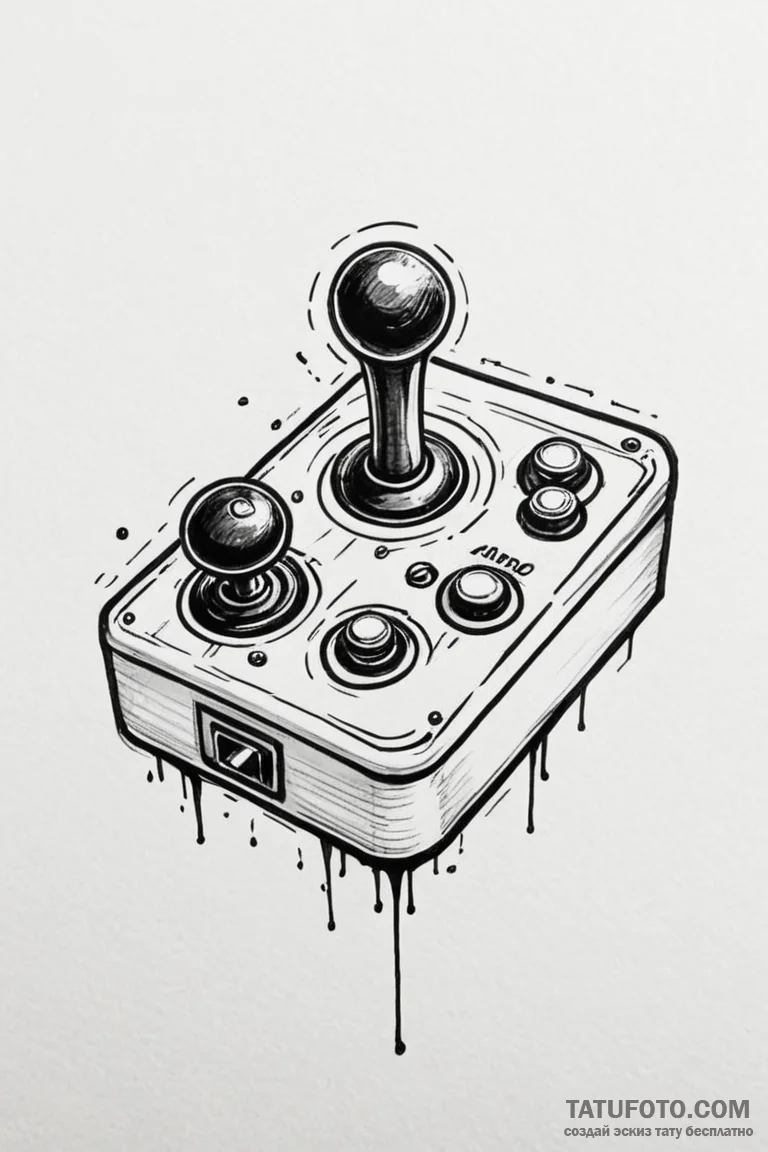 Tattoo design an old-school arcade joystick w... - эскиз тату (№1750924909_1, 26.06.2025 08:01) — Tatufoto.com