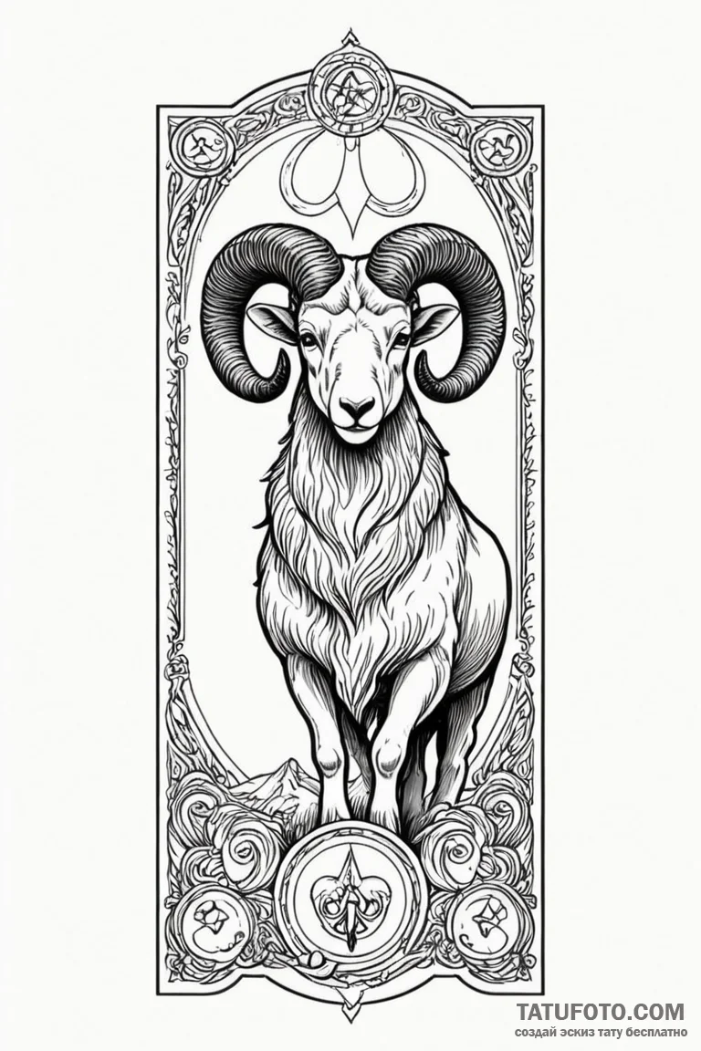 Tattoo sketch an aries ram with the "emperor"... - эскиз тату (№1750925310_0, 26.06.2025 08:08) — Tatufoto.com