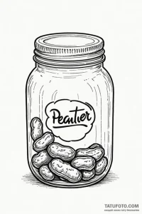 Tattoo design a 'peanut' on one, a 'butter' j... - эскиз тату (№1750926710_0, 26.06.2025 08:31) — Tatufoto.com