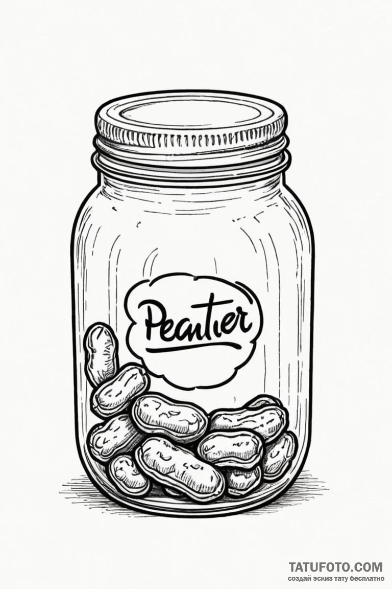 Tattoo design a 'peanut' on one, a 'butter' j... - эскиз тату (№1750926710_0, 26.06.2025 08:31) — Tatufoto.com