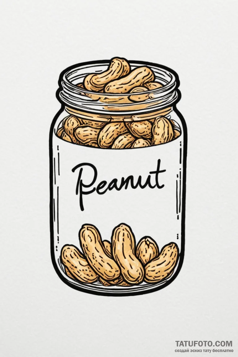 Tattoo design a 'peanut' on one, a 'butter' j... - эскиз тату (№1750926710_1, 26.06.2025 08:31) — Tatufoto.com