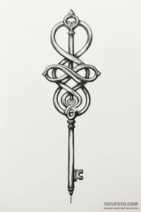 Tattoo sketch a key that also forms an infini... - эскиз тату (№1750927839_1, 26.06.2025 08:50) — Tatufoto.com