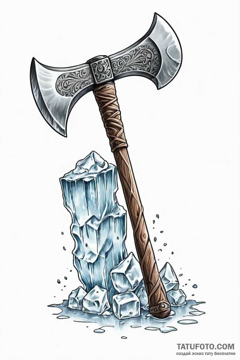 Tattoo sketch a climbing axe embedded in ice,... - эскиз тату (№1750928435_0, 26.06.2025 09:00) — Tatufoto.com