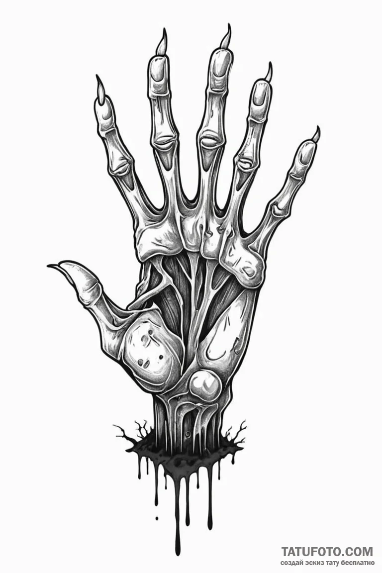 Tattoo design a zombie's decaying hand reachi... - эскиз тату (№1750929230_1, 26.06.2025 09:13) — Tatufoto.com