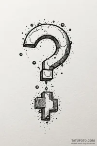 Tattoo sketch a floating question mark block... - эскиз тату (№1750929452_0, 26.06.2025 09:17) — Tatufoto.com