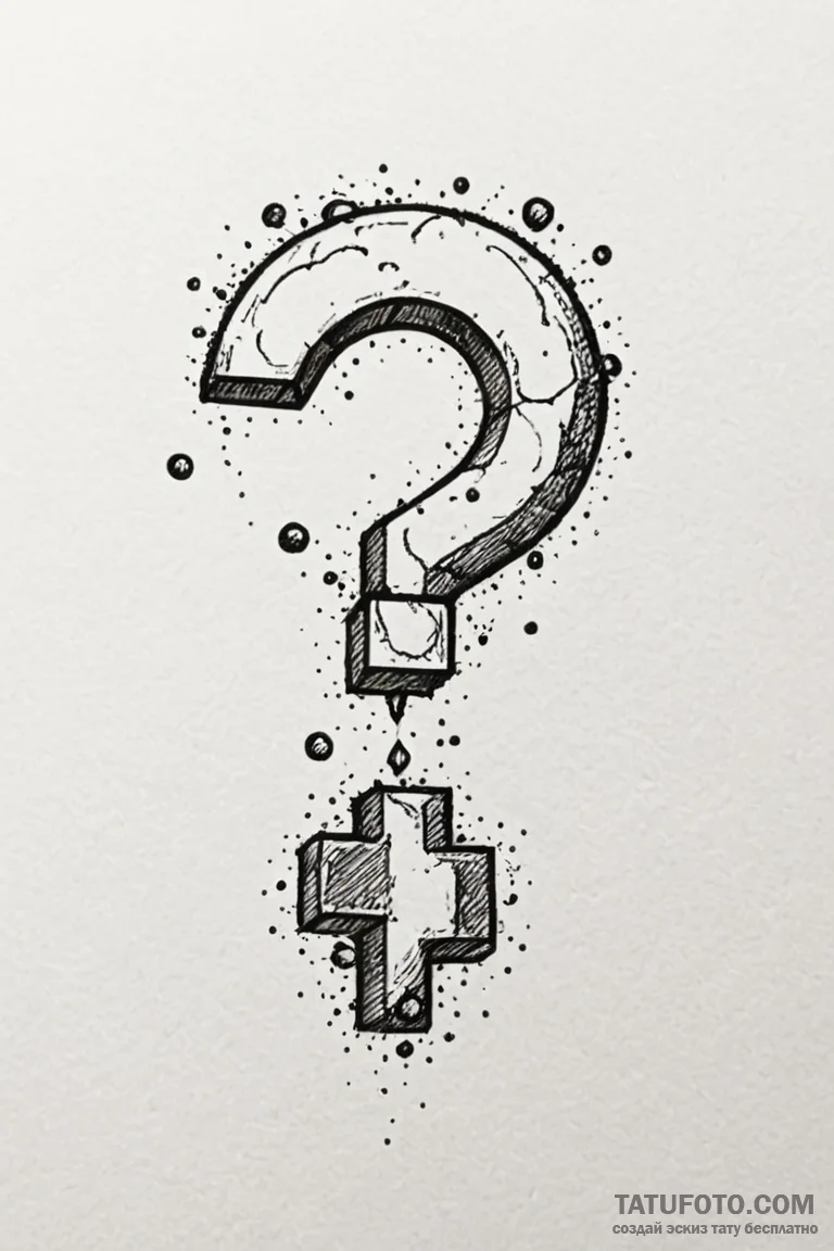 Tattoo sketch a floating question mark block... - эскиз тату (№1750929452_0, 26.06.2025 09:17) — Tatufoto.com