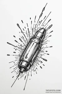 Tattoo sketch a bullet casing falling in slow... - эскиз тату (№1750929786_0, 26.06.2025 09:23) — Tatufoto.com