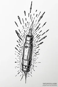 Tattoo sketch a bullet casing falling in slow... - эскиз тату (№1750929786_1, 26.06.2025 09:23) — Tatufoto.com