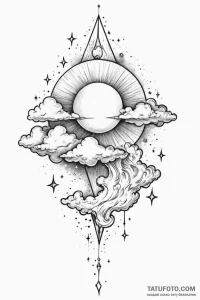 Tattoo sketch a subtle cloud texture on a cel... - эскиз тату (№1750930446_0, 26.06.2025 09:34) — Tatufoto.com