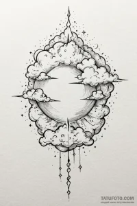 Tattoo sketch a subtle cloud texture on a cel... - эскиз тату (№1750930446_1, 26.06.2025 09:34) — Tatufoto.com
