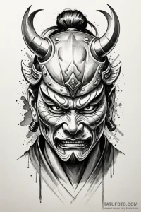 Tattoo design a samurai mask (menpo) with a f... - эскиз тату (№1750930710_1, 26.06.2025 09:38) — Tatufoto.com