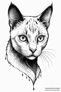 Tattoo sketch a stylized black cat, alluring... - эскиз тату (№1750930779_0, 26.06.2025 09:39) — Tatufoto.com