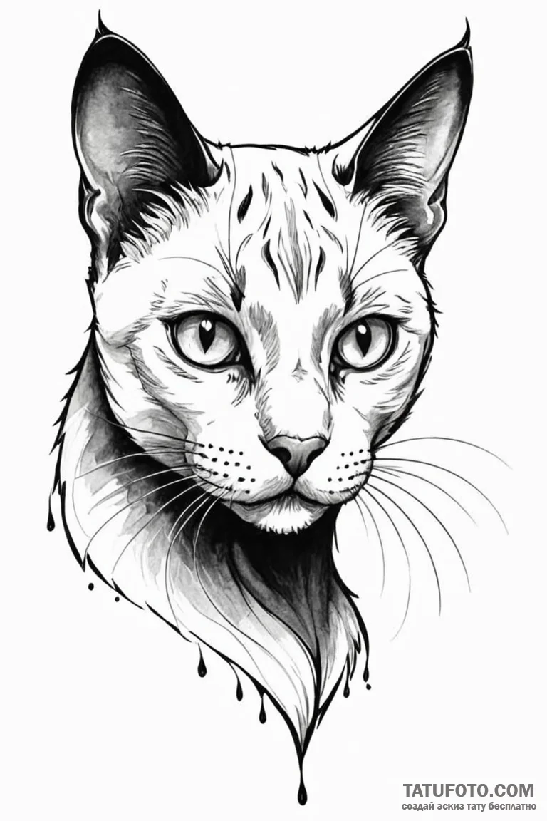 Tattoo sketch a stylized black cat, alluring... - эскиз тату (№1750930779_0, 26.06.2025 09:39) — Tatufoto.com