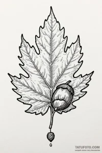 A minimalist tattoo of a single, perfect oak... - эскиз тату (№1750931419_1, 26.06.2025 09:50) — Tatufoto.com