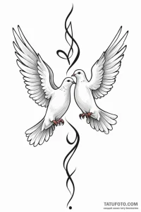 Tattoo design a pair of doves in flight, symb... - эскиз тату (№1750931488_0, 26.06.2025 09:51) — Tatufoto.com