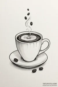 Tattoo sketch a 'coffee cup' on one, a 'coffe... - эскиз тату (№1750931621_0, 26.06.2025 09:53) — Tatufoto.com
