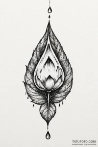Tattoo design a single dewdrop glistening on... - эскиз тату (№1750932123_0, 26.06.2025 10:02) — Tatufoto.com