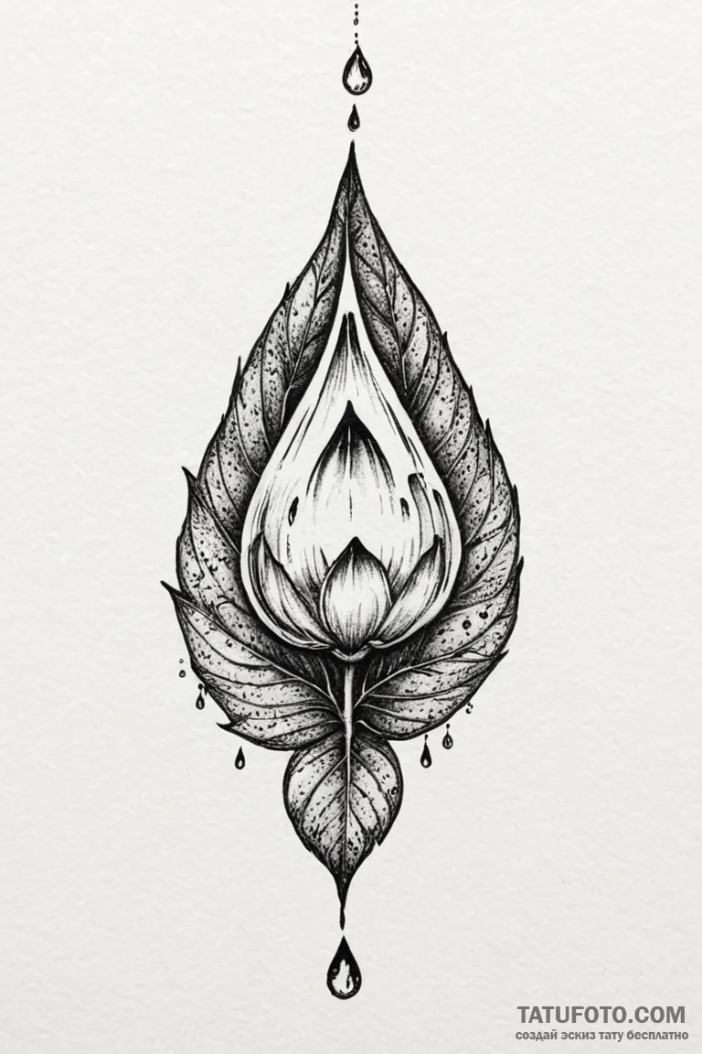 Tattoo design a single dewdrop glistening on... - эскиз тату (№1750932123_0, 26.06.2025 10:02) — Tatufoto.com