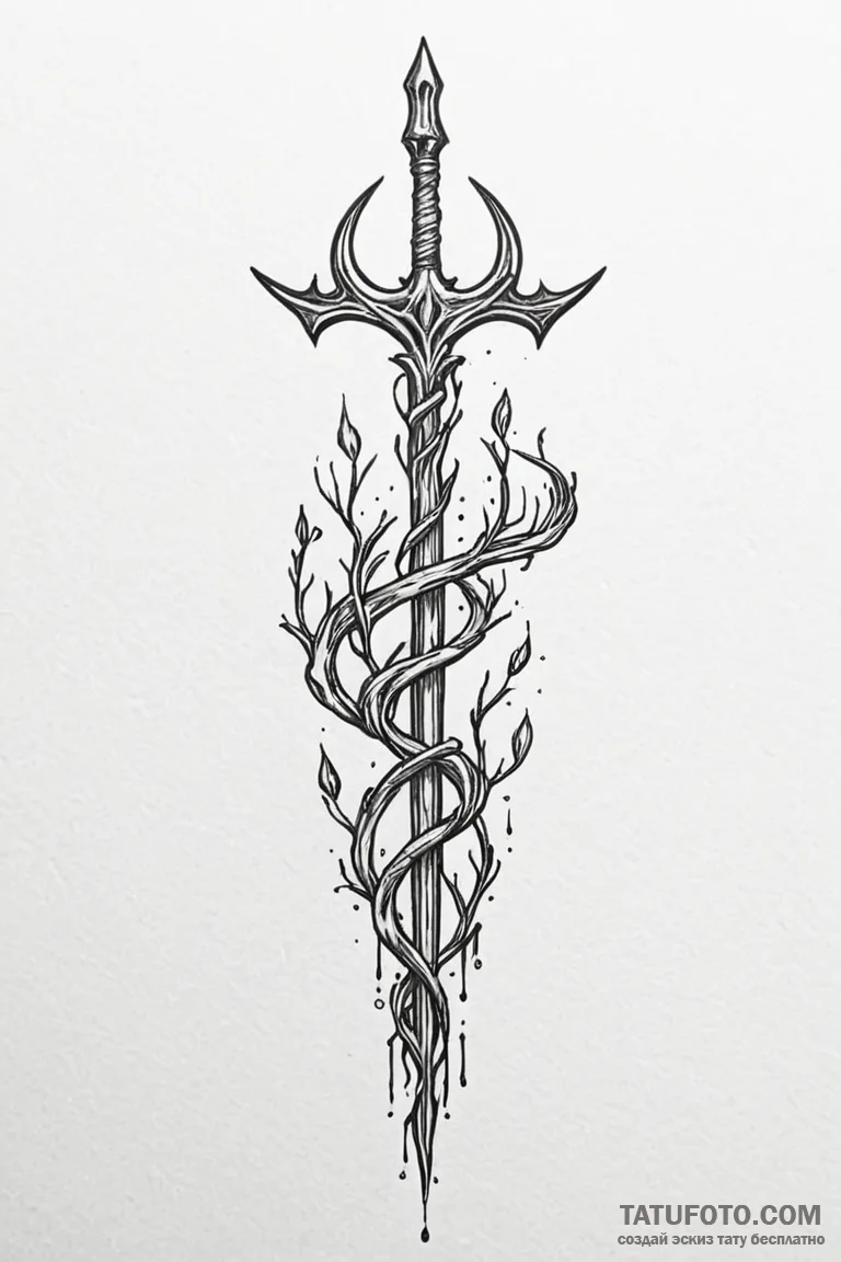 Tattoo sketch: a stylized depiction of veles'... - эскиз тату (№1750933028_0, 26.06.2025 10:17) — Tatufoto.com