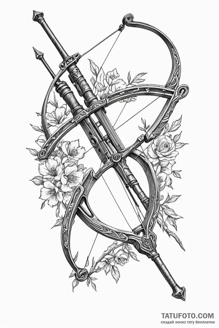Tattoo design a detailed medieval crossbow, r... - эскиз тату (№1750933095_1, 26.06.2025 10:18) — Tatufoto.com