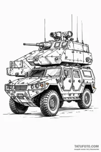 Tattoo design a generic military vehicle outl... - эскиз тату (№1750934113_0, 26.06.2025 10:35) — Tatufoto.com