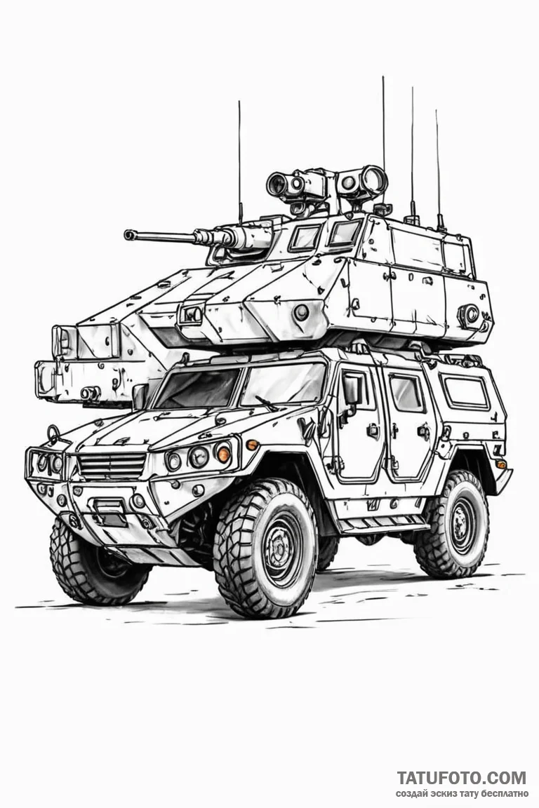 Tattoo design a generic military vehicle outl... - эскиз тату (№1750934113_0, 26.06.2025 10:35) — Tatufoto.com