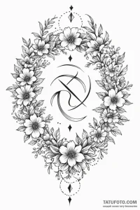 Tattoo design a floral arrangement forming th... - эскиз тату (№1750936487_1, 26.06.2025 11:14) — Tatufoto.com