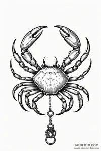Tattoo design a cancer crab, with a small cha... - эскиз тату (№1750937398_0, 26.06.2025 11:29) — Tatufoto.com