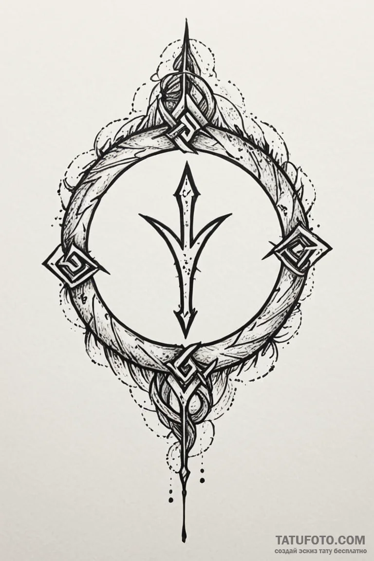 62. tattoo design: a "chernobog" rune with su... - эскиз тату (№1750937465_1, 26.06.2025 11:31) — Tatufoto.com