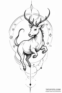 Tattoo design a zodiac animal in a dynamic po... - эскиз тату (№1750939101_1, 26.06.2025 11:58) — Tatufoto.com