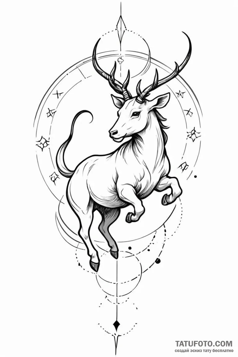 Tattoo design a zodiac animal in a dynamic po... - эскиз тату (№1750939101_1, 26.06.2025 11:58) — Tatufoto.com