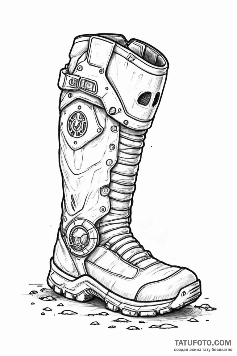 Tattoo sketch a space marine's boot print on... - эскиз тату (№1750943972_1, 26.06.2025 13:19) — Tatufoto.com