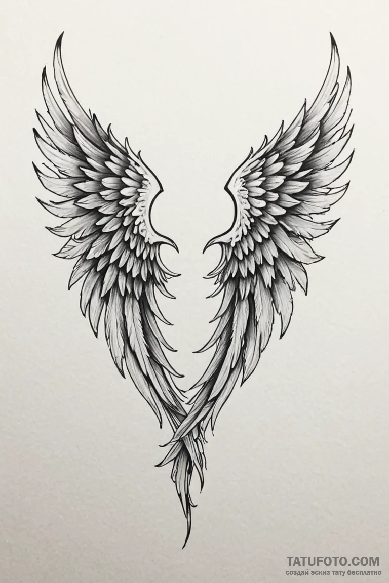 Tattoo sketch a pair of wings, one on each pe... - эскиз тату (№1750944045_0, 26.06.2025 13:20) — Tatufoto.com