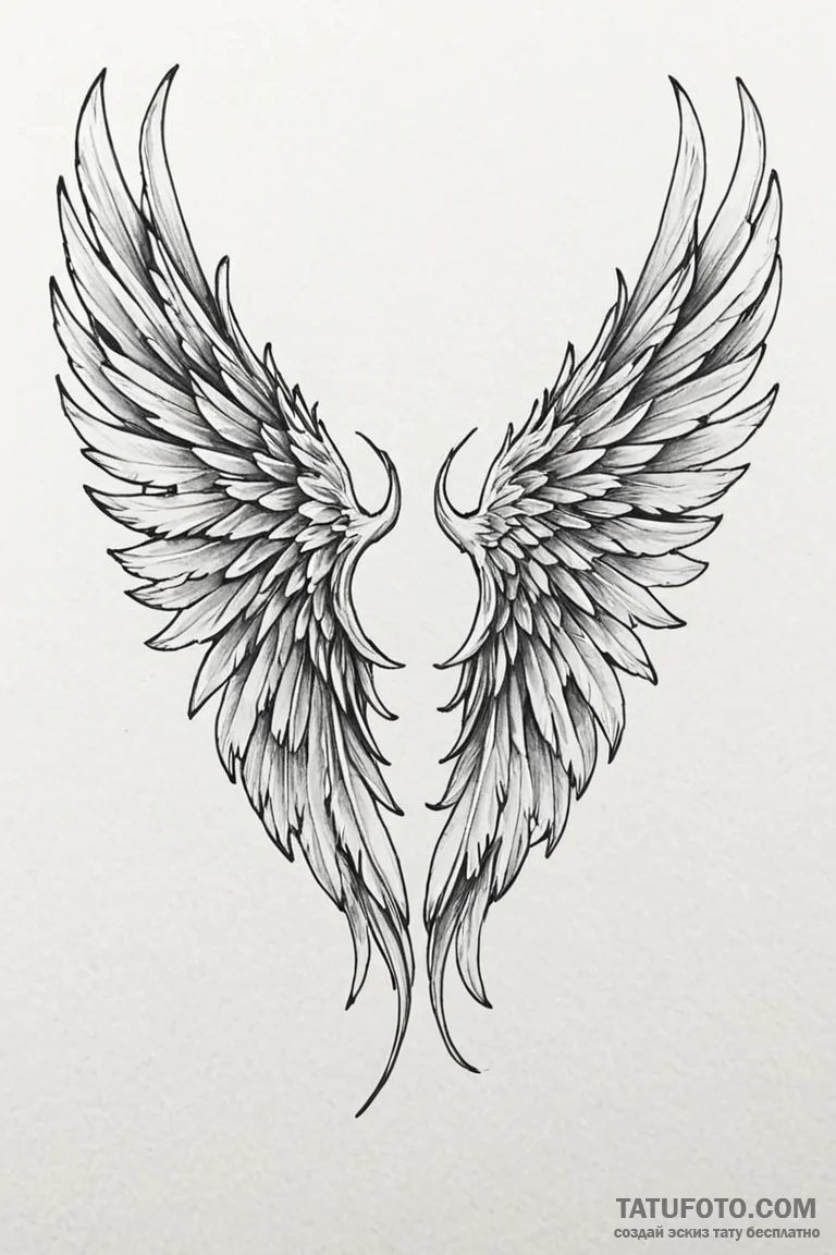 Tattoo sketch a pair of wings, one on each pe... - эскиз тату (№1750944045_1, 26.06.2025 13:20) — Tatufoto.com