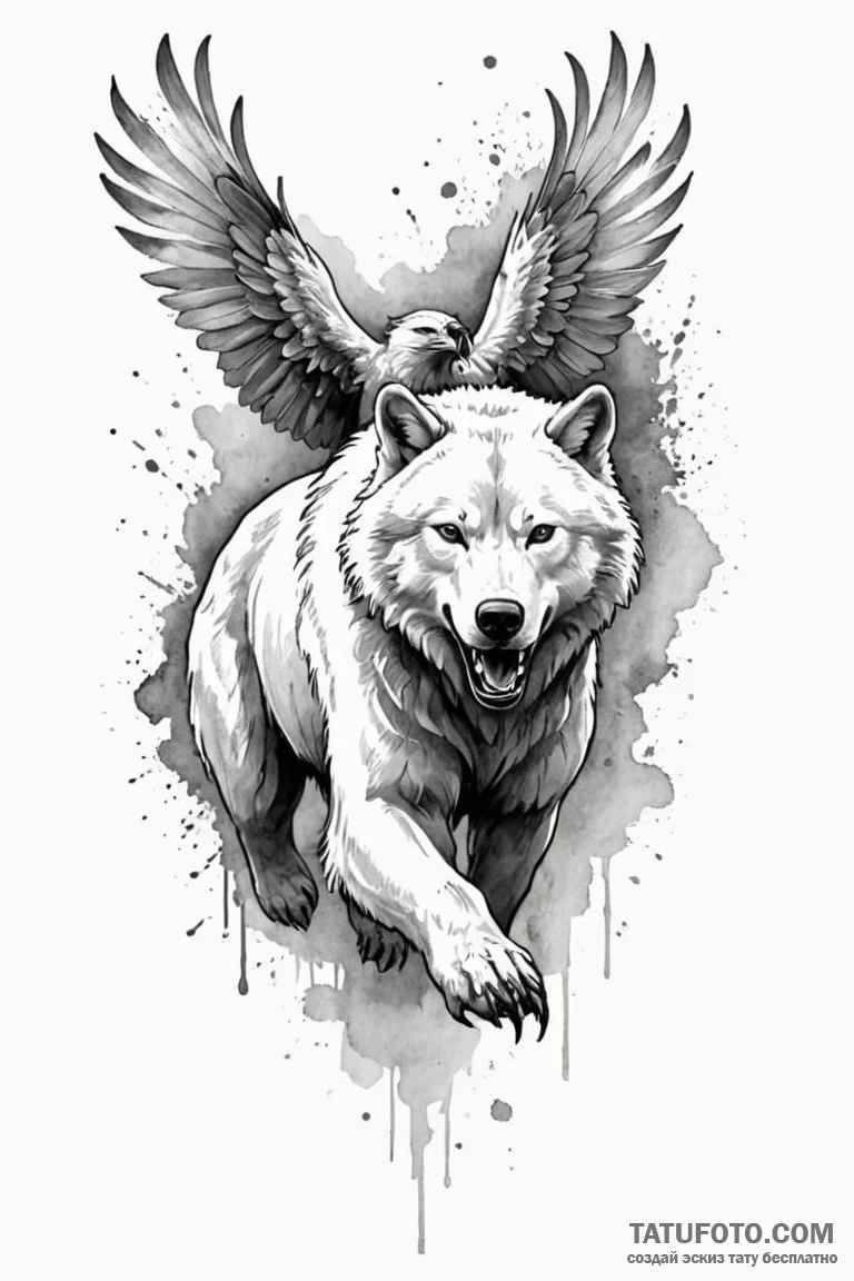 Tattoo sketch a warrior's spirit animal (e.g.... - эскиз тату (№1750944742_0, 26.06.2025 13:32) — Tatufoto.com
