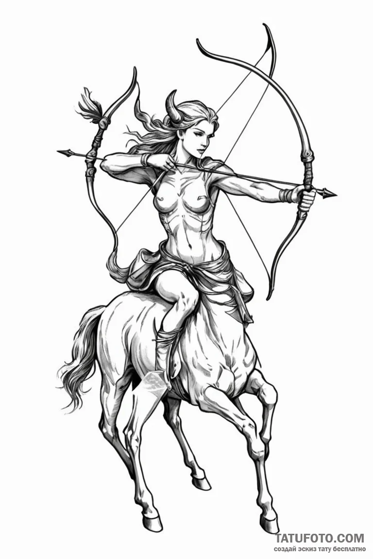 Tattoo sketch a sagittarius archer as an anci... - эскиз тату (№1750945760_0, 26.06.2025 13:49) — Tatufoto.com