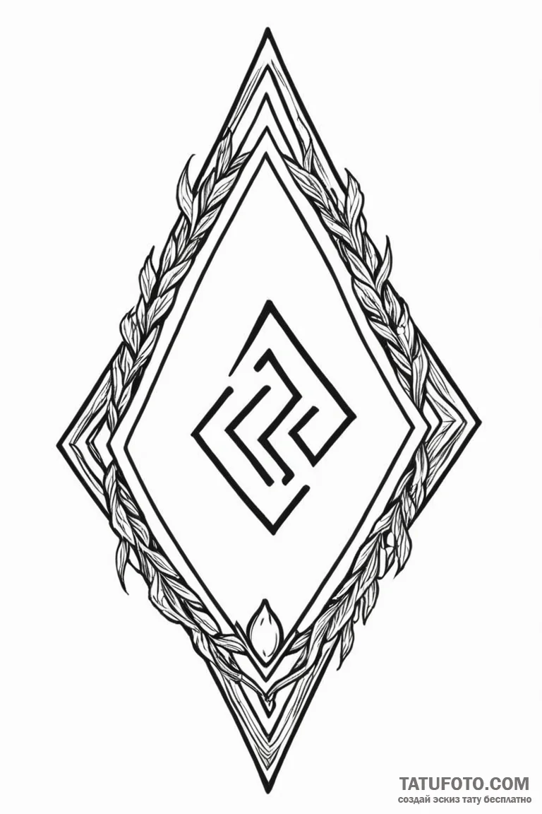 98. tattoo sketch: "bereginya" rune with a sm... - эскиз тату (№1750947073_0, 26.06.2025 14:11) — Tatufoto.com