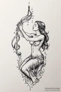 Tattoo sketch aquarius's water-bearer, pourin... - эскиз тату (№1750947221_1, 26.06.2025 14:13) — Tatufoto.com