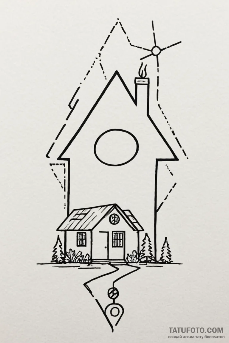 группа 13: символы дома и энергии (house & en... - эскиз тату (№1750947377_0, 26.06.2025 14:16) — Tatufoto.com