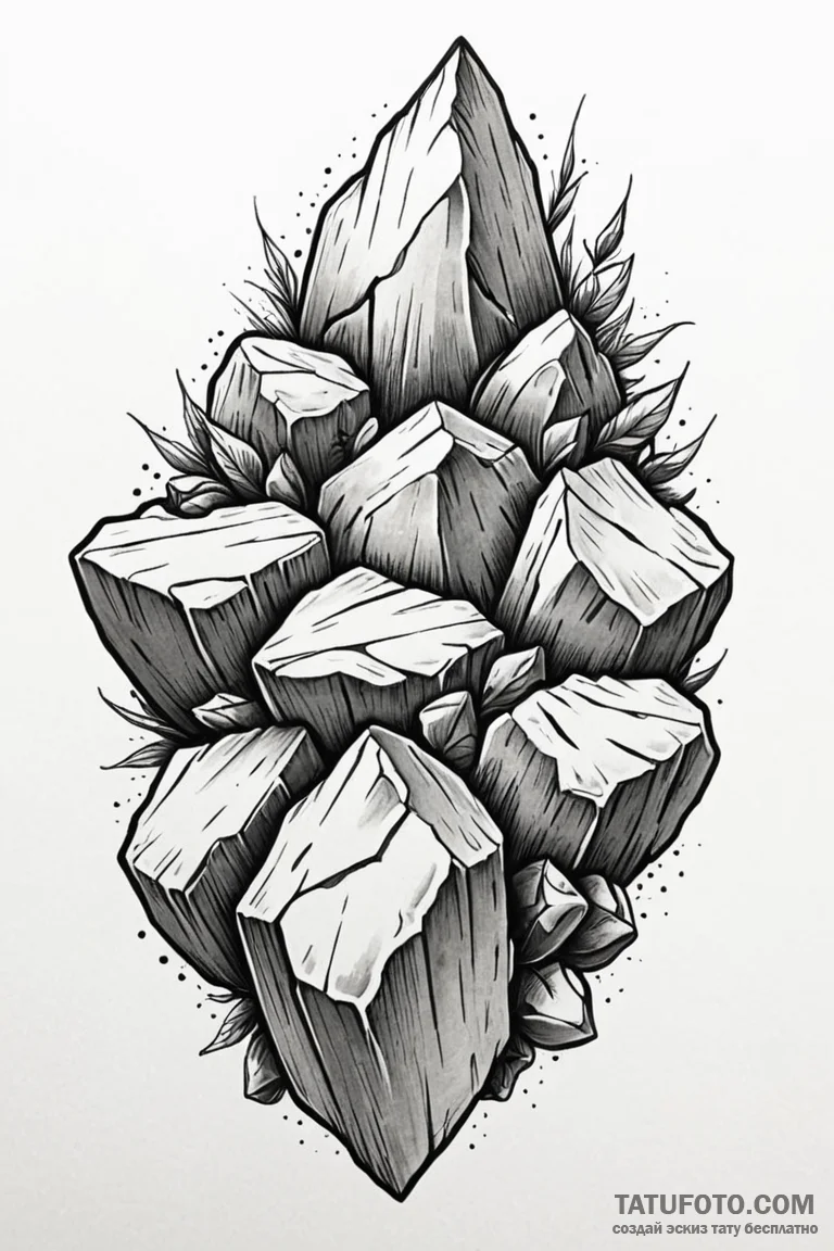Tattoo design a heavy, textured rock surface,... - эскиз тату (№1750947527_1, 26.06.2025 14:18) — Tatufoto.com