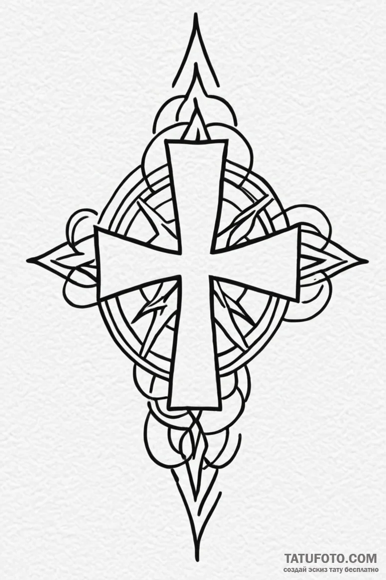 Tattoo design a minimalist cross or star of l... - эскиз тату (№1750947680_1, 26.06.2025 14:21) — Tatufoto.com