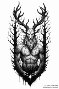 A dark, mysterious tattoo sketch of veles, th... - эскиз тату (№1750948707_0, 26.06.2025 14:38) — Tatufoto.com