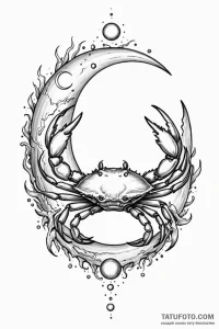 Tattoo design a cancer crab, with the moon's... - эскиз тату (№1750948867_0, 26.06.2025 14:41) — Tatufoto.com