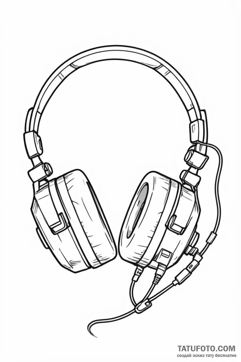 Tattoo sketch a single gaming headset outline... - эскиз тату (№1750948948_0, 26.06.2025 14:42) — Tatufoto.com