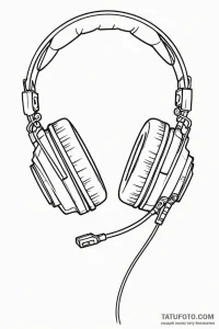 Tattoo sketch a single gaming headset outline... - эскиз тату (№1750948948_1, 26.06.2025 14:42) — Tatufoto.com
