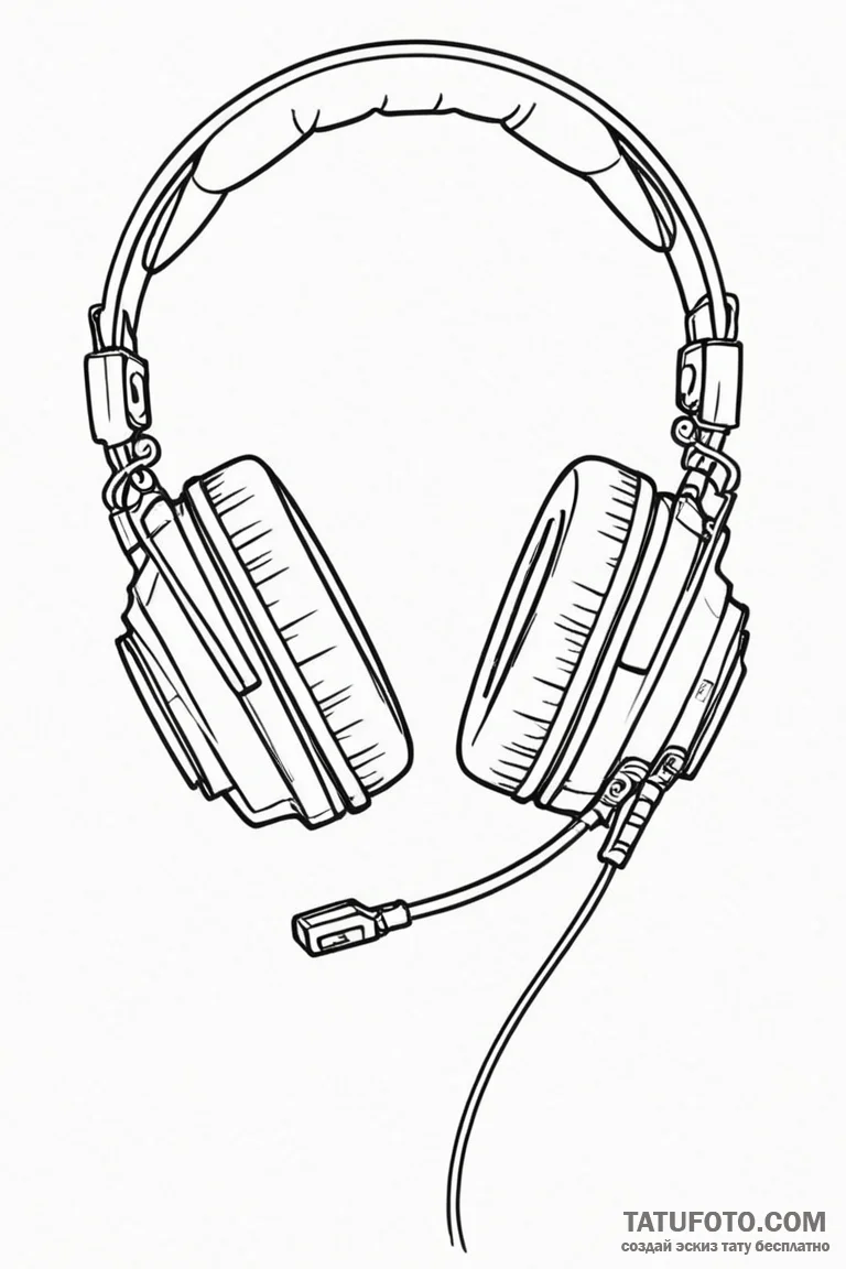 Tattoo sketch a single gaming headset outline... - эскиз тату (№1750948948_1, 26.06.2025 14:42) — Tatufoto.com