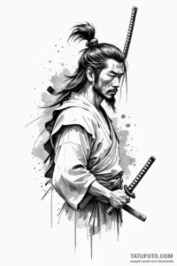 Tattoo sketch a samurai's stoic profile, conv... - эскиз тату (№1750949023_1, 26.06.2025 14:43) — Tatufoto.com