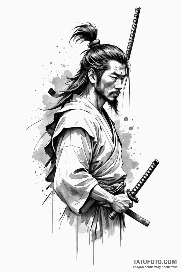 Tattoo sketch a samurai's stoic profile, conv... - эскиз тату (№1750949023_1, 26.06.2025 14:43) — Tatufoto.com
