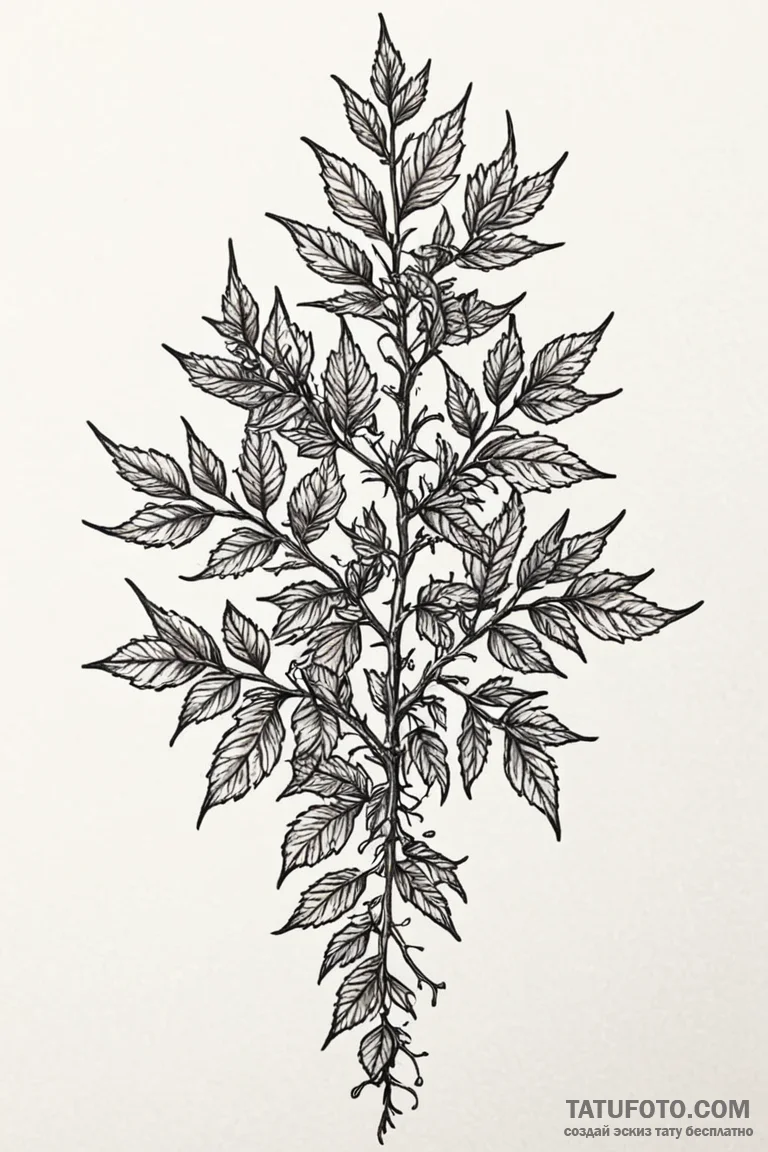 Tattoo design a thorny bush or bramble, symbo... - эскиз тату (№1750949098_0, 26.06.2025 14:44) — Tatufoto.com