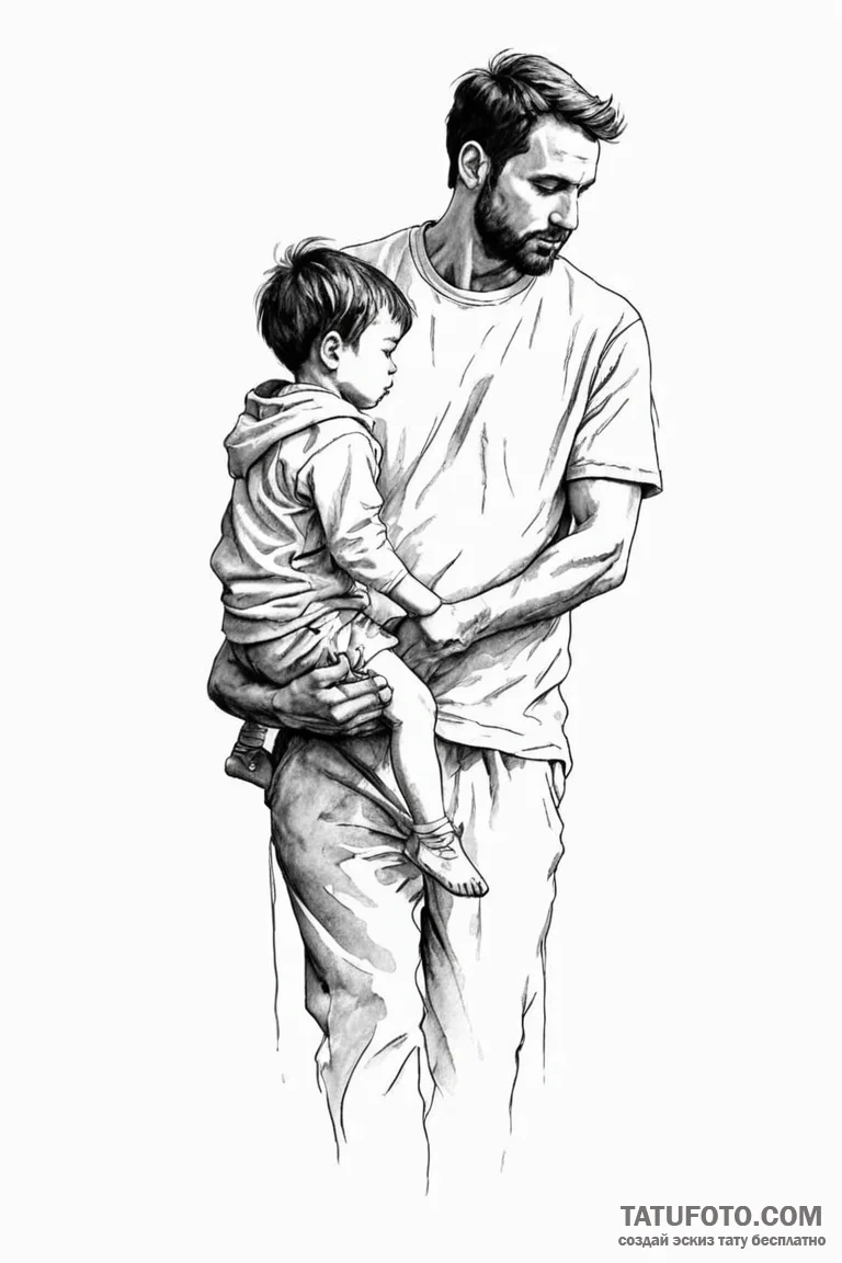 Tattoo design a silhouette of a father figure... - эскиз тату (№1750949339_1, 26.06.2025 14:48) — Tatufoto.com